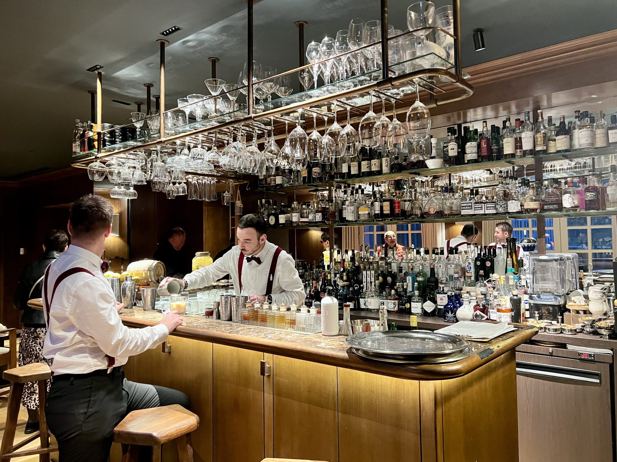 The French Paradox bar at Les Sources de Caudalie with bartenders, cocktails and fine spirits.